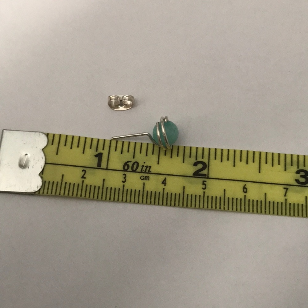 Handmade Sterling Silver & Amazonite stud earrings - Picture 4 of 4
